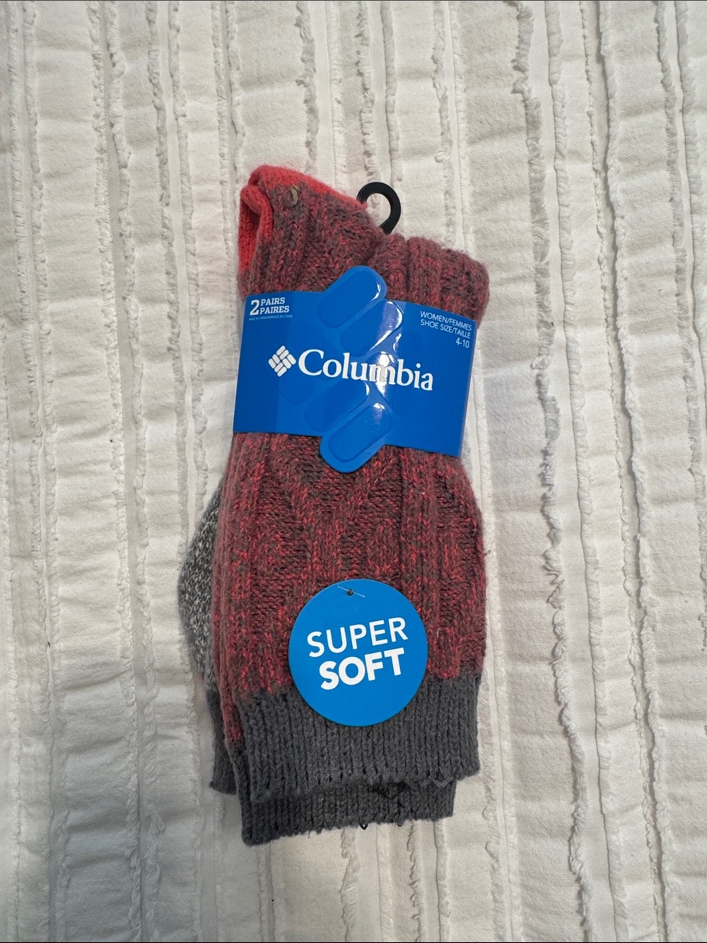 Columbia Women’s Super Soft Red & Gray Crew Socks - 2 Pack